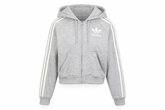 Adidas Womens Grey Full Zip Hoodie UK 8 Hooded Sweatshirt