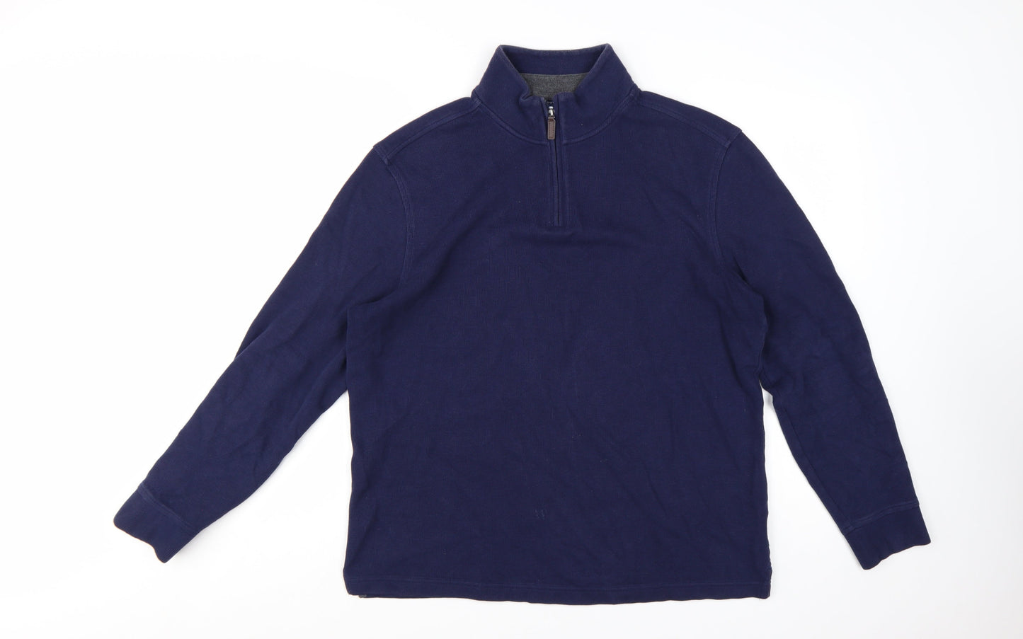Club Room Mens Navy Blue 1/4 Zip Cotton Pullover Sweatshirt L
