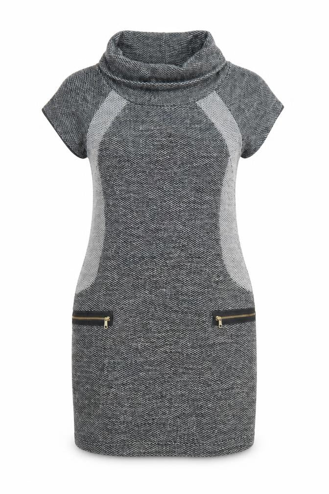 Quiz Women’s Grey Cowl Neck Short Sleeve Shift Dress Size 12