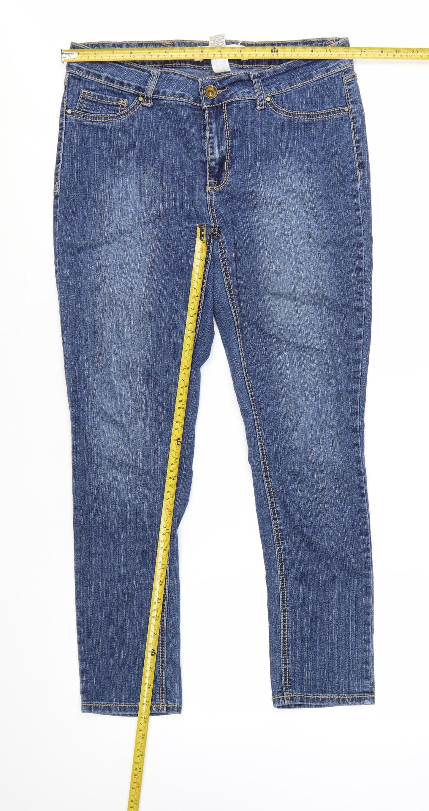 Ruff Hewn Women's Blue Medium Straight Stretch Denim Jeans