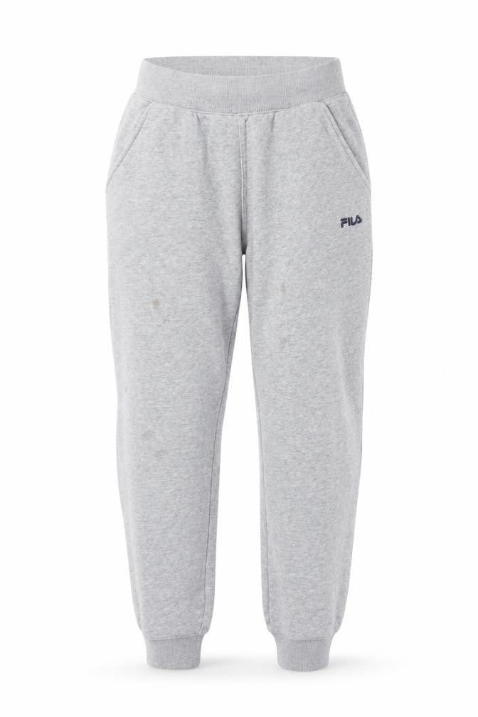 Front view of Fila Women Grey Jogger Sweatpants S Cotton Blend Tapered Fit