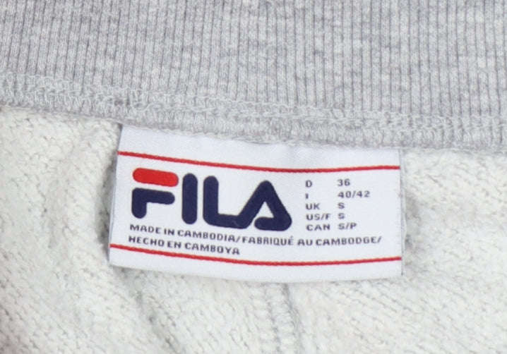 FILA Women Grey Jogger Sweatpants S Cotton Blend Tapered Fit