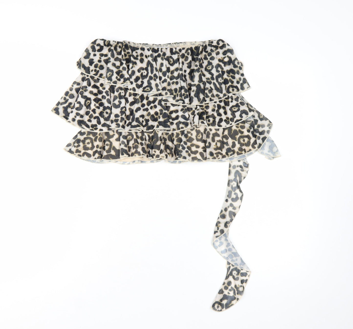 PrettyLittleThing Womens Leopard Print Ruffle Wrap Skirt Size 6