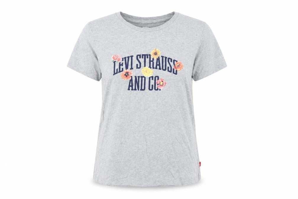 Levi's Women's Grey Floral Logo Cotton T-Shirt Size S