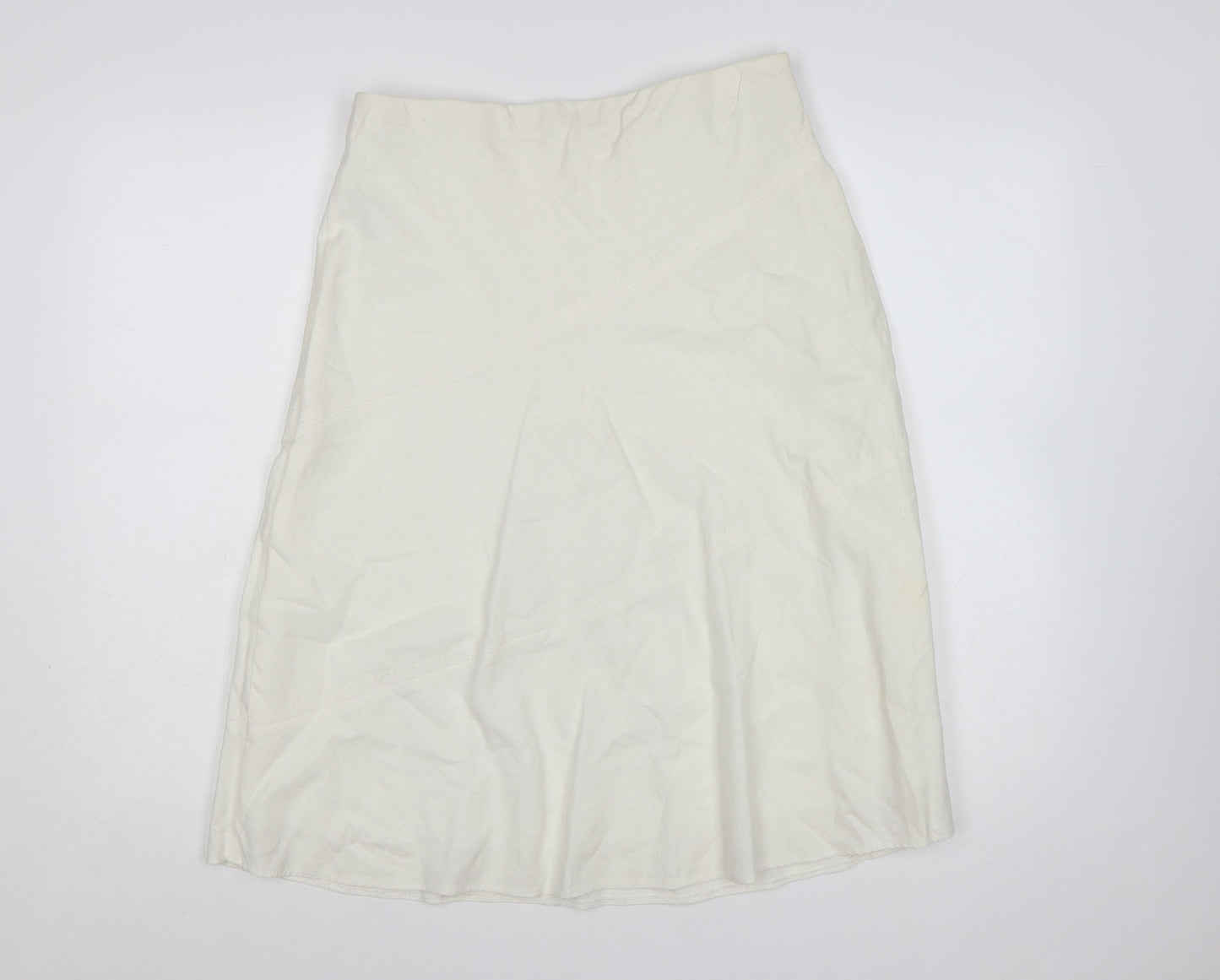 Marks and Spencer Women Ivory Linen Blend A-Line Skirt Size 12