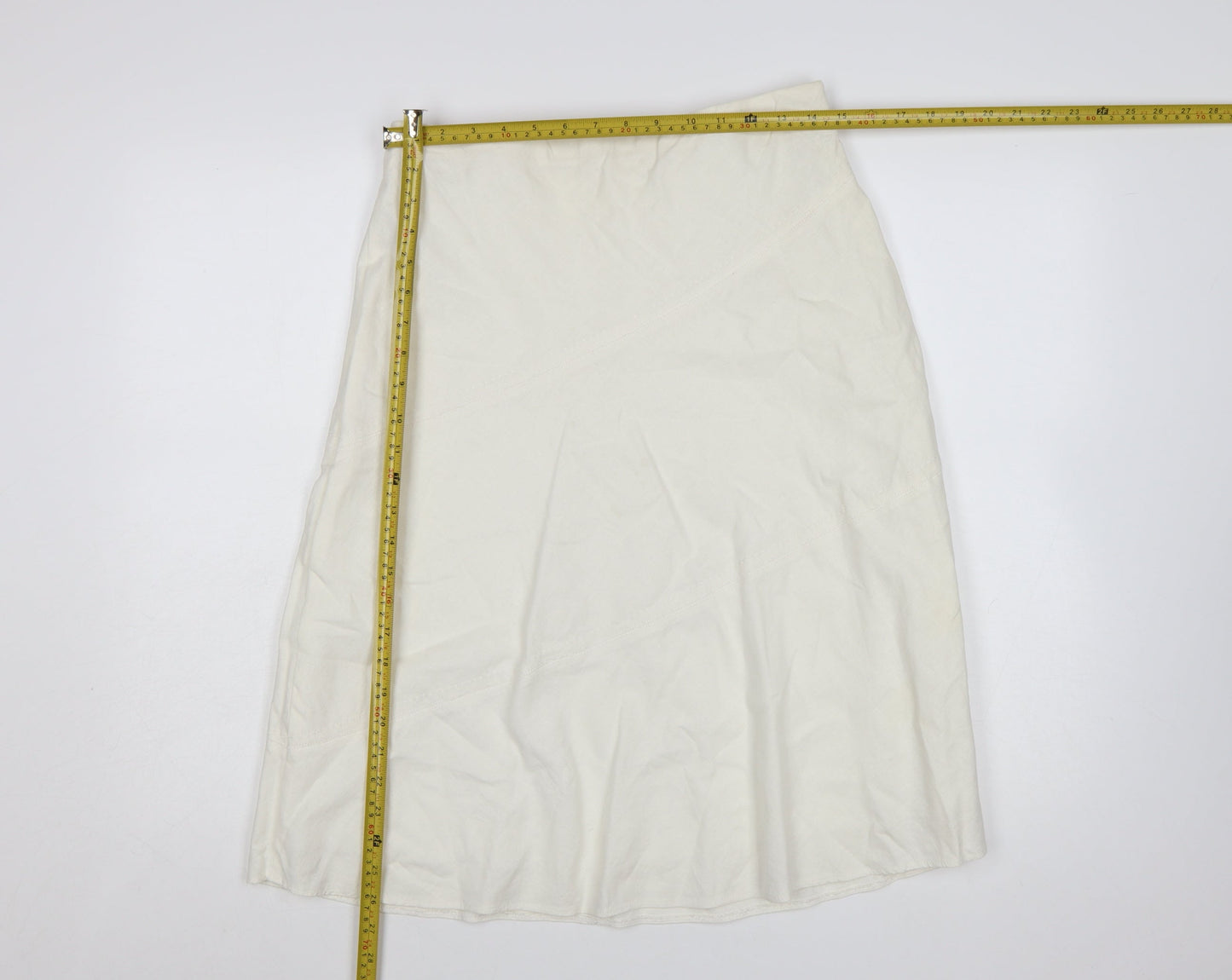 Marks and Spencer Women Ivory Linen Blend A-Line Skirt Size 12