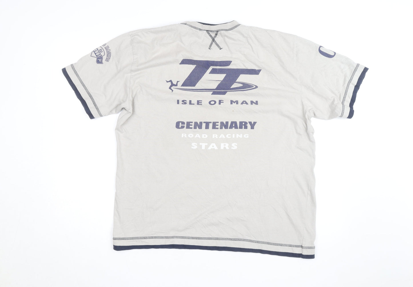 TT Isle of Man Mens Grey 2XL Motorcycle Racing Graphic T-Shirt
