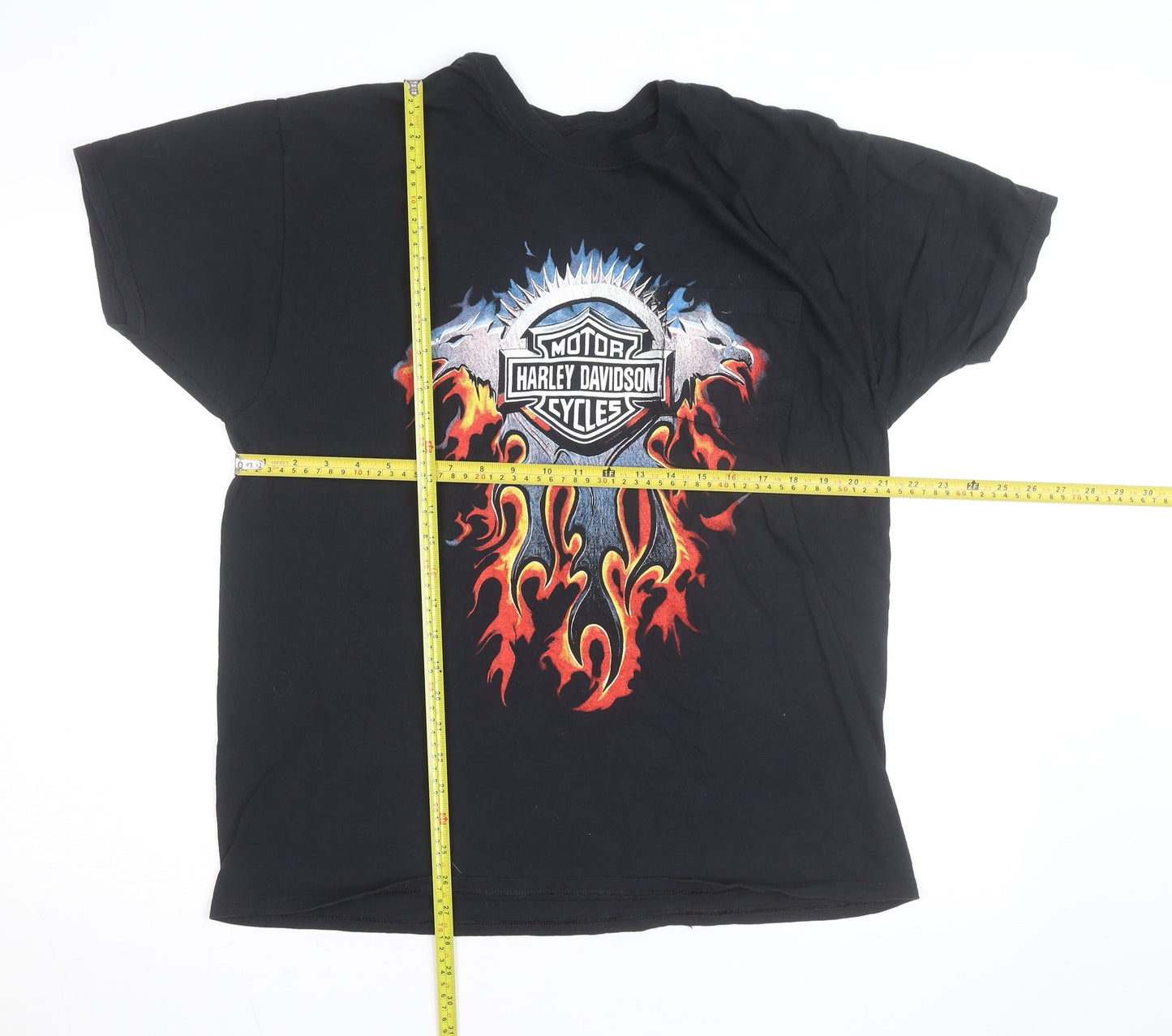 Hanes Harley-Davidson Men's Black XL Flame Graphic Biker T-Shirt