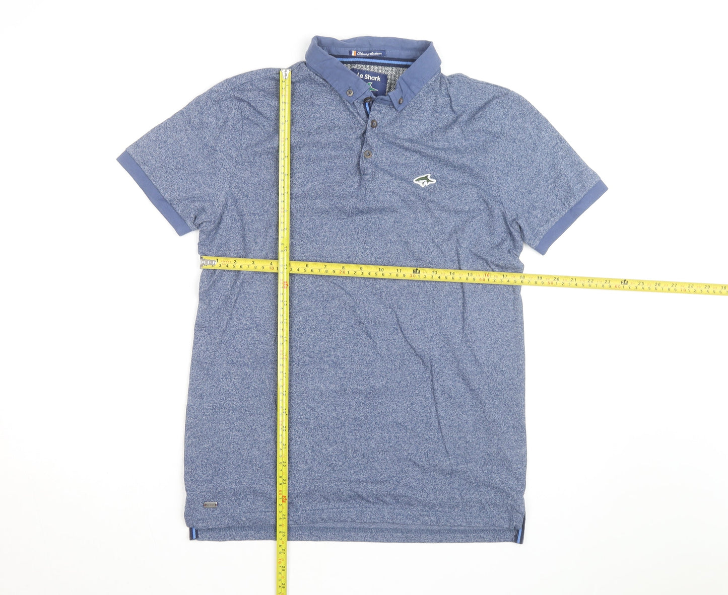 Le Shark Men's Blue Button-Down Collar Short Sleeve Polo Shirt Size M