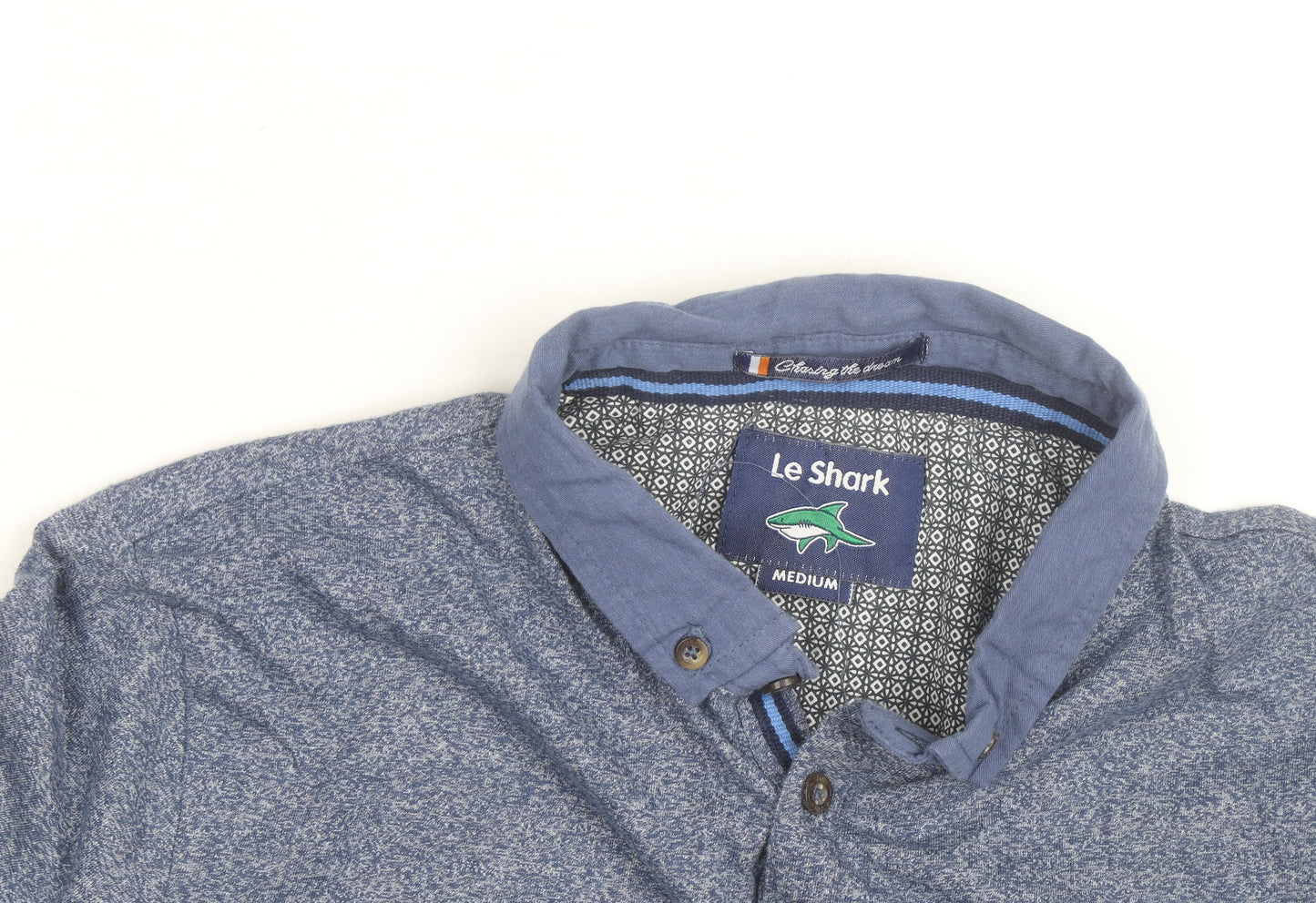 Le Shark Men's Blue Button-Down Collar Short Sleeve Polo Shirt Size M