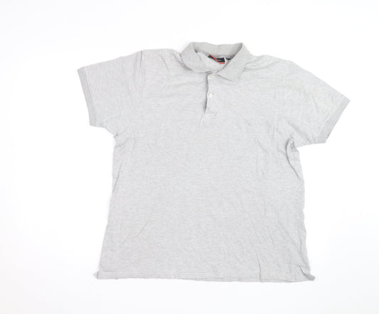 Pierre Cardin Men’s Grey Striped Cotton Blend Polo Shirt Size L