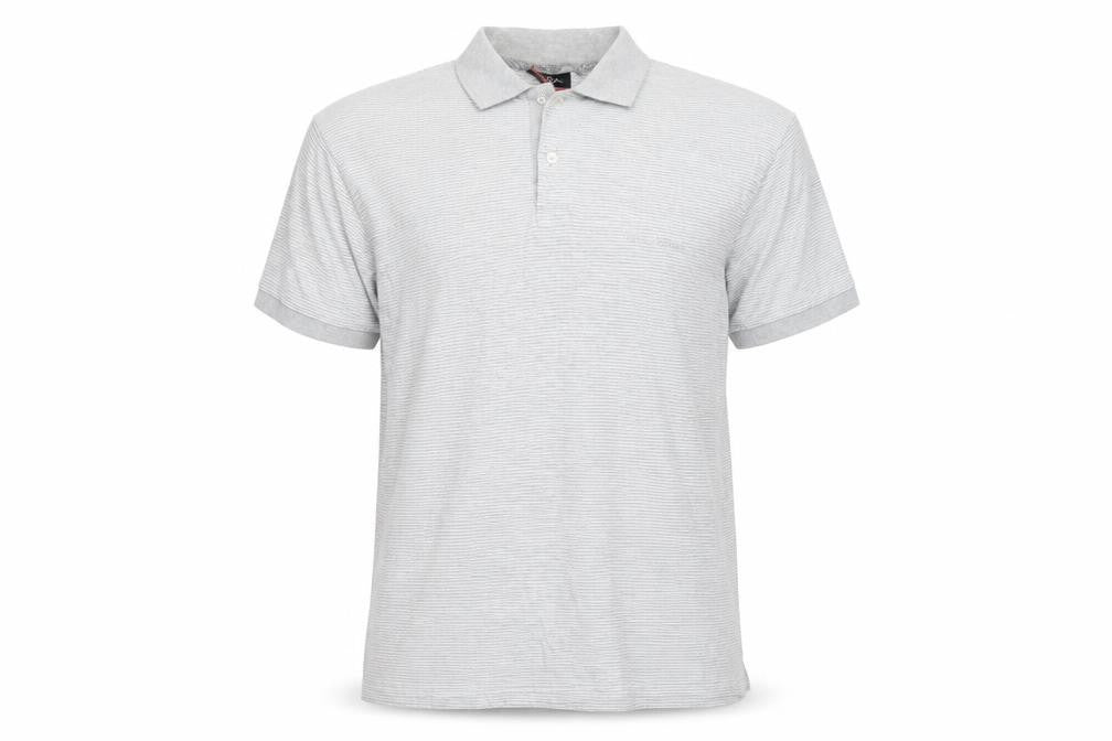 Pierre Cardin Men’s Grey Striped Cotton Blend Polo Shirt Size L