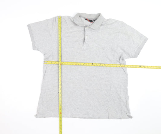 Pierre Cardin Men’s Grey Striped Cotton Blend Polo Shirt Size L