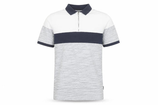 Burton Menswear London Men's Grey Colourblock Quarter Zip Polo Shirt Size S