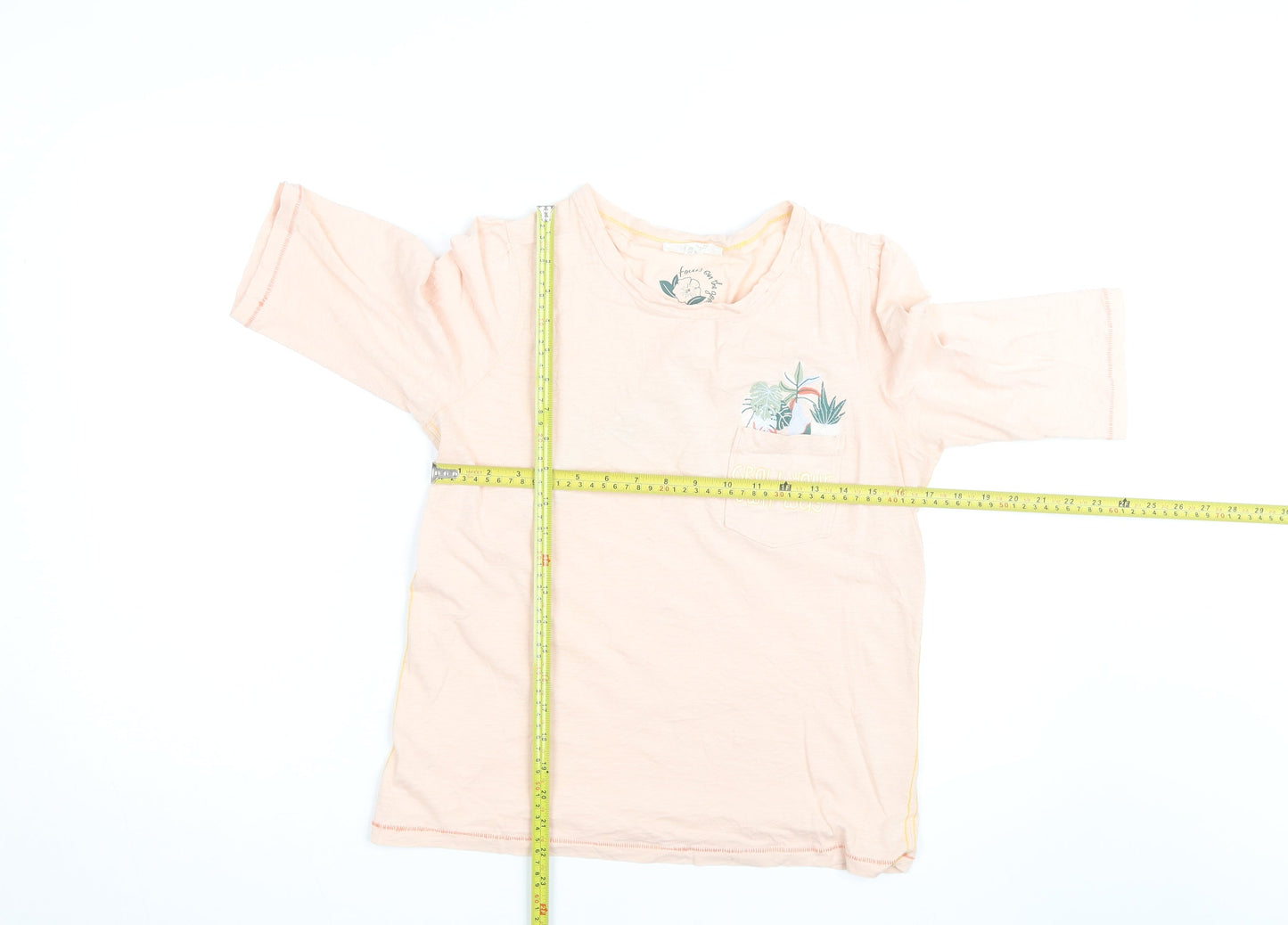 White Stuff Women's Pink Floral 3/4 Sleeve Cotton T-Shirt Size 10
