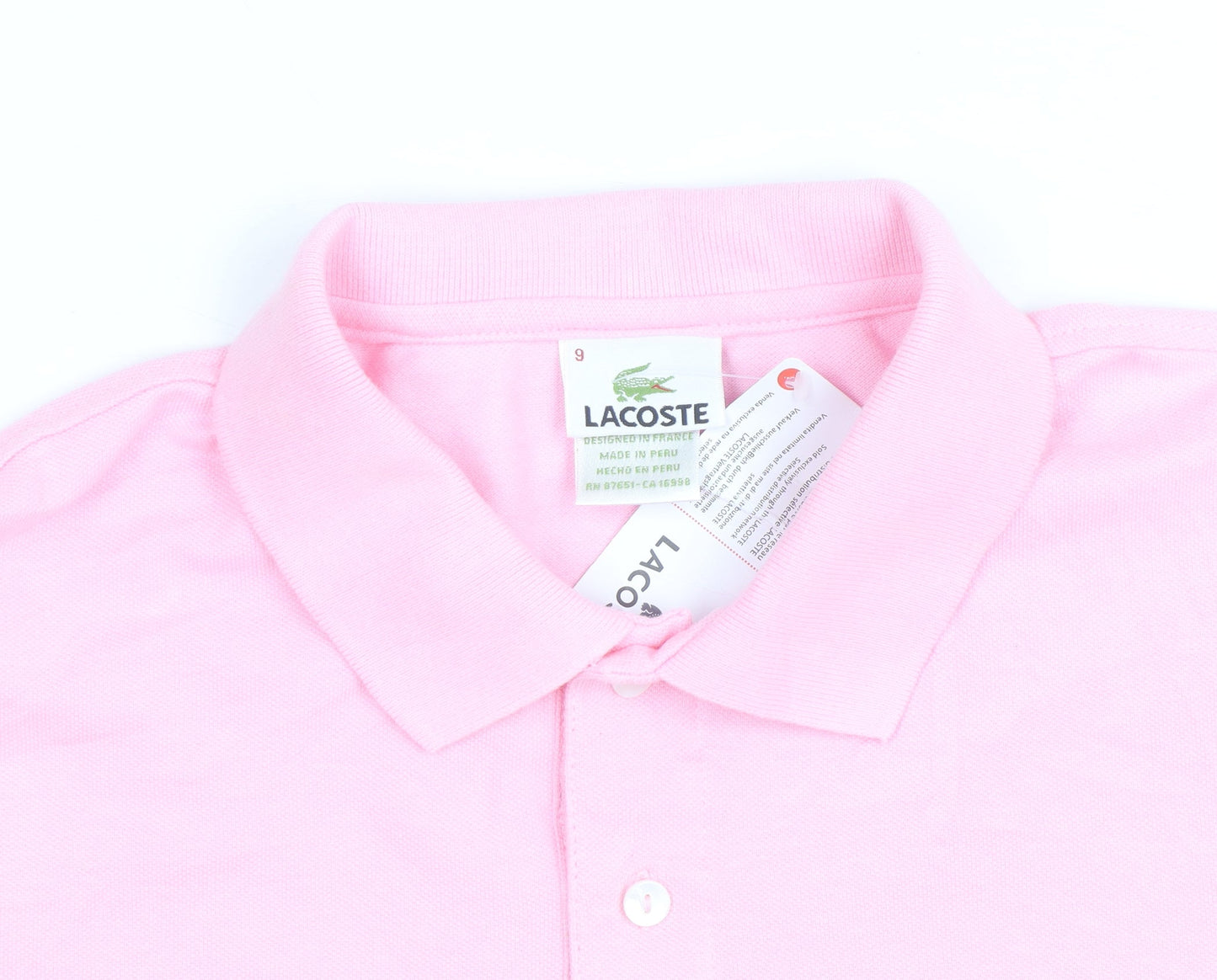 Lacoste Men’s Pink Cotton Polo Shirt Size 10XL Classic Fit