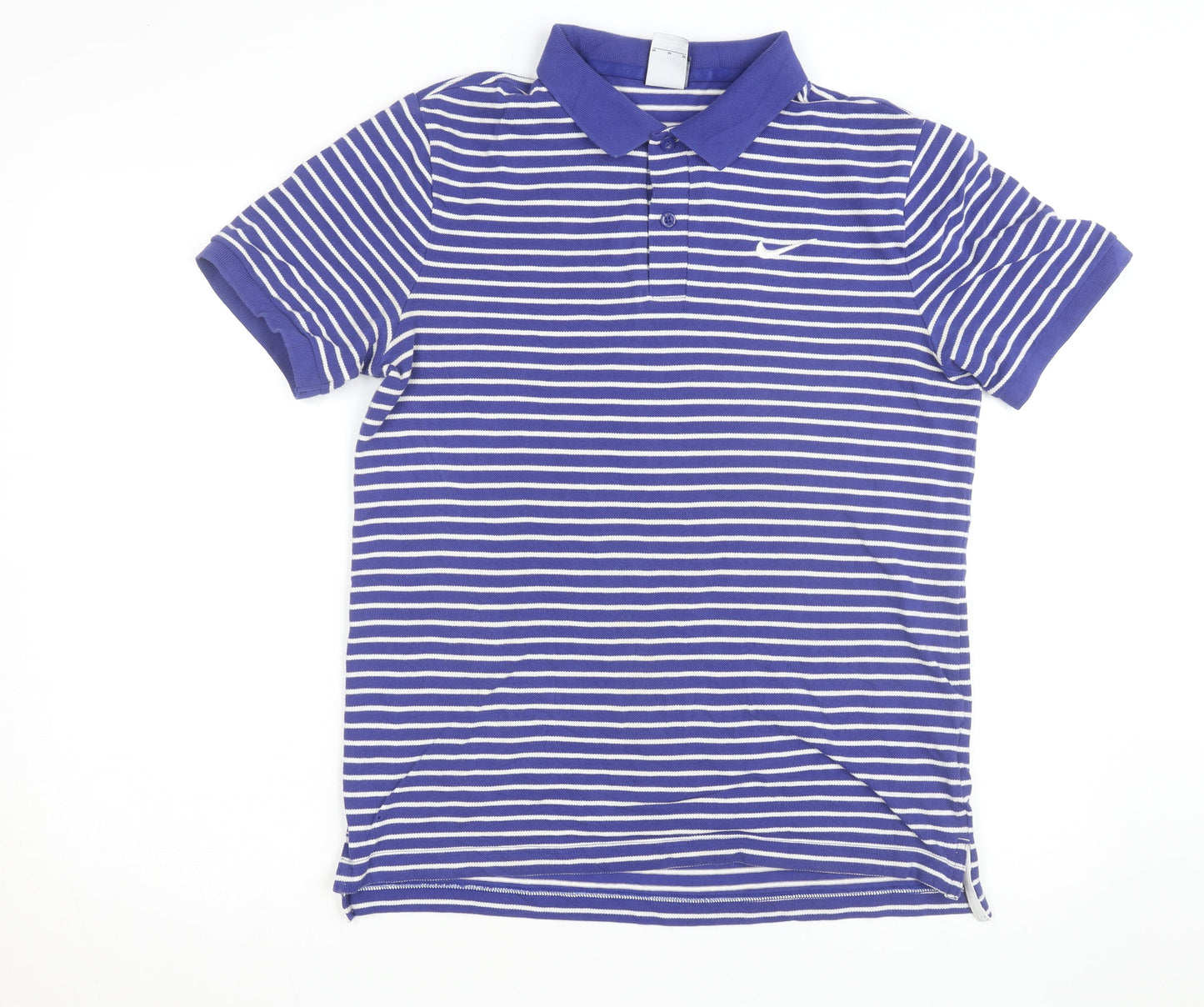 Nike Men's Blue Striped Polo Shirt Size M Regular Fit