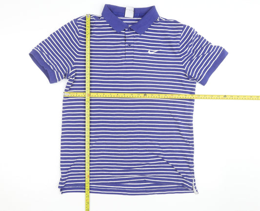 Nike Men's Blue Striped Polo Shirt Size M Regular Fit