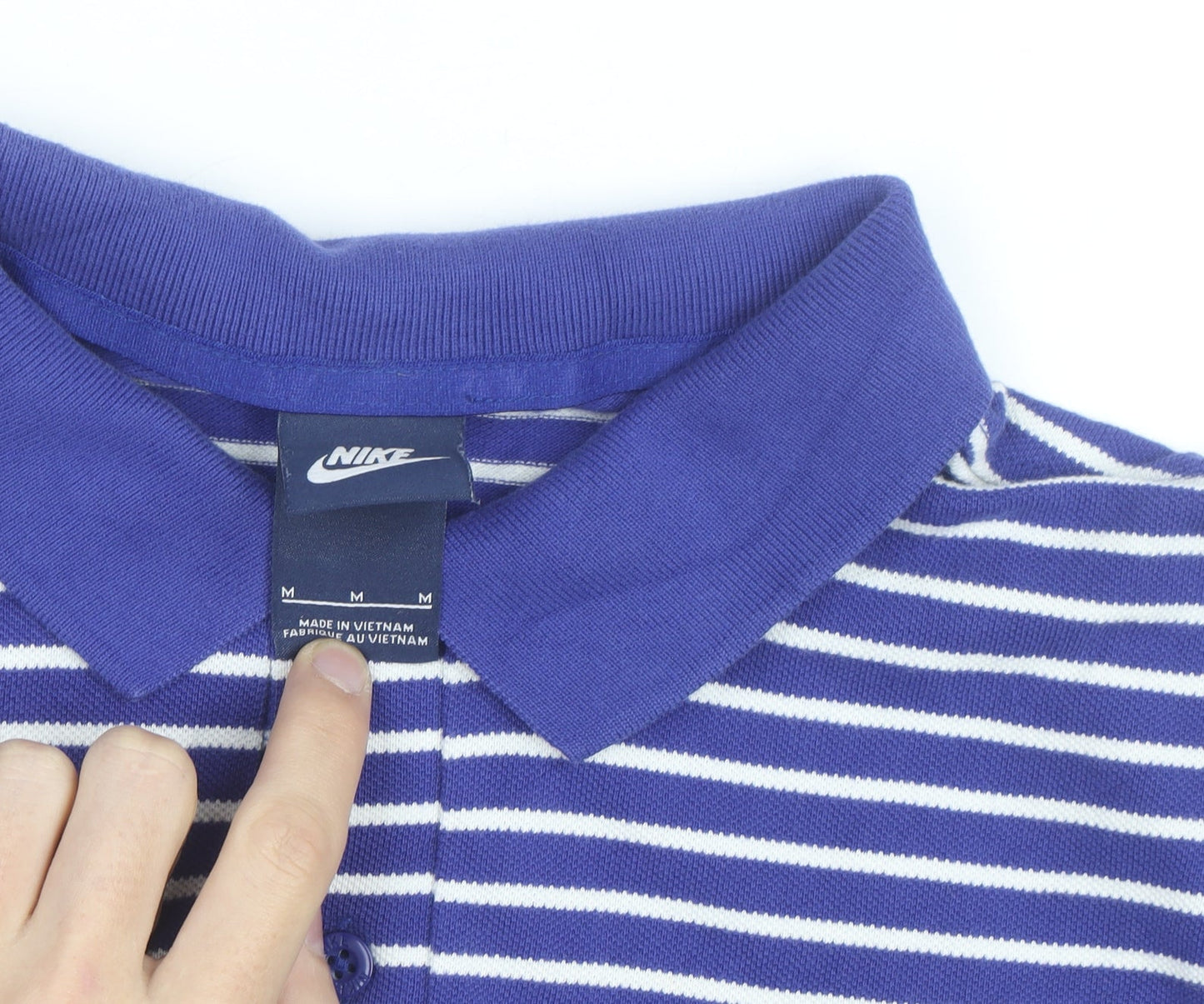 Nike Men's Blue Striped Polo Shirt Size M Regular Fit