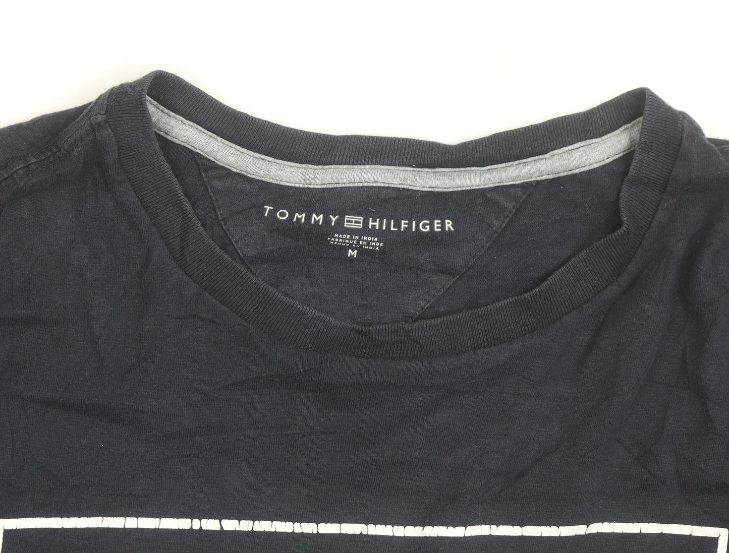 Tommy Hilfiger Men Blue Long Sleeve Crew Neck Cotton Top Size M