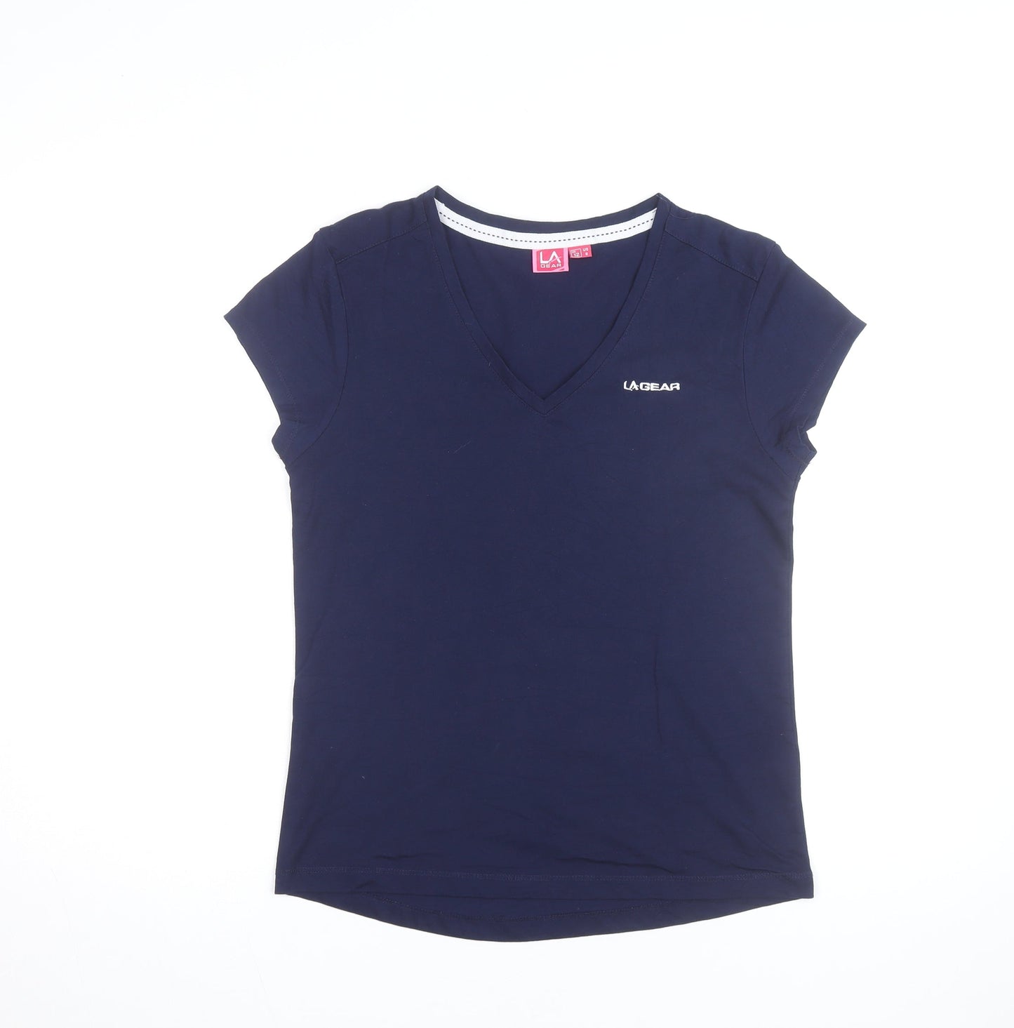 LA Gear Women's Blue V-Neck Cotton Blend T-Shirt UK 12