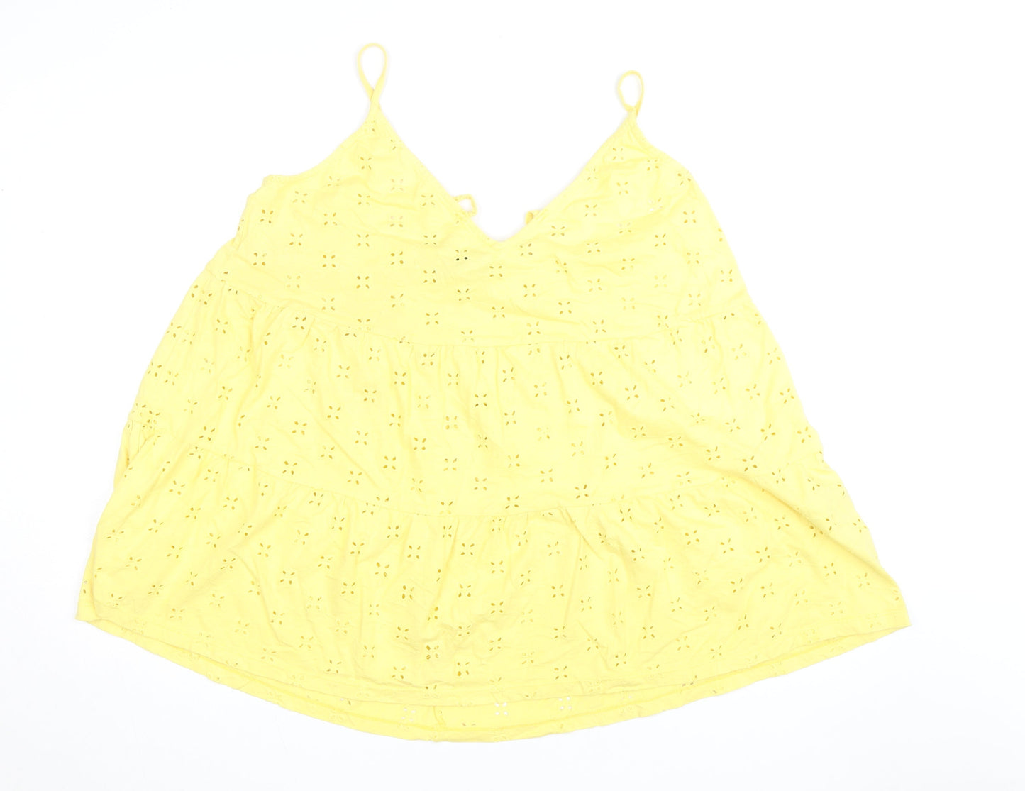 ASOS Design Petite Yellow Eyelet Cotton Camisole Top Size 8