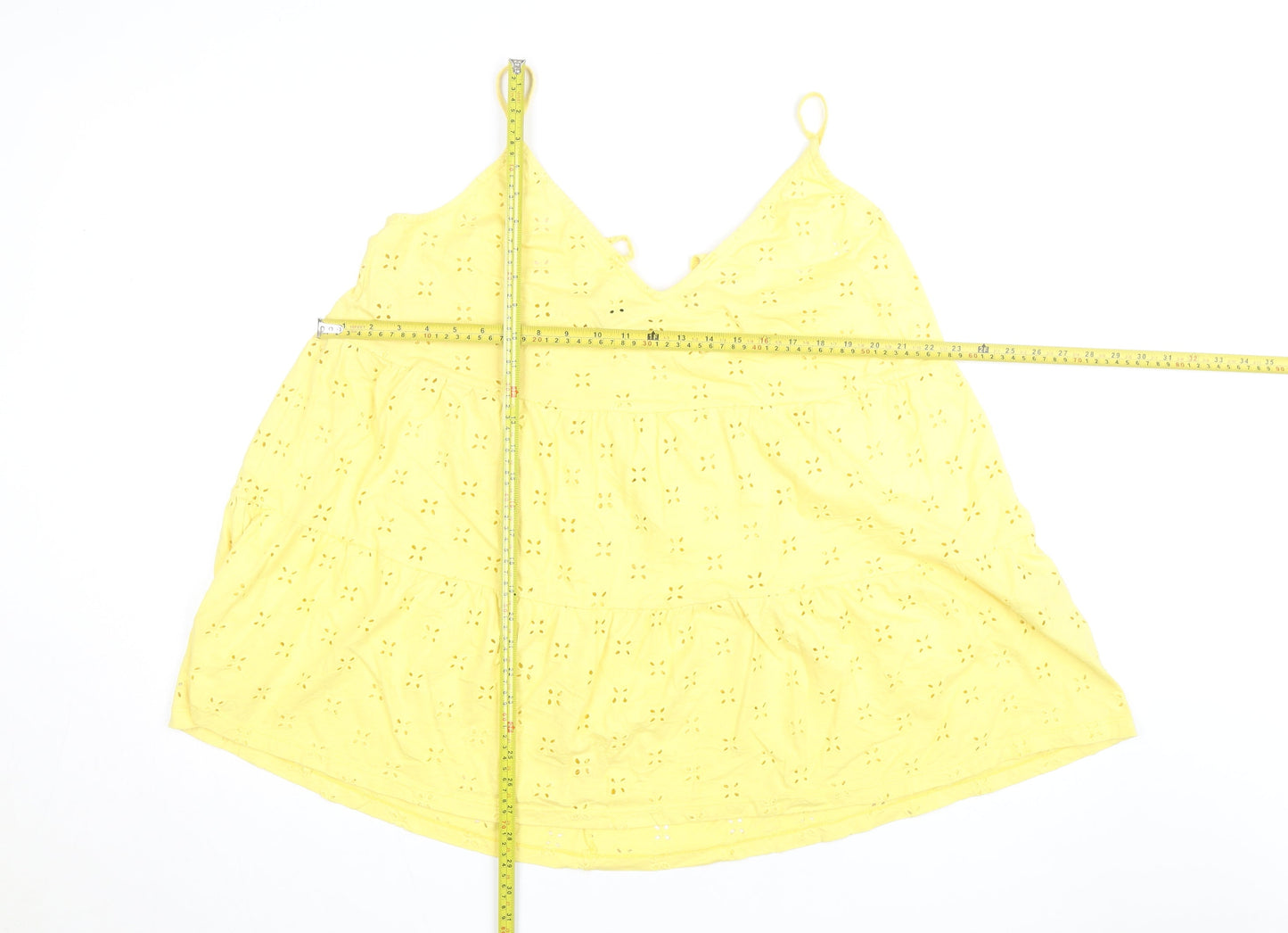 ASOS Design Petite Yellow Eyelet Cotton Camisole Top Size 8