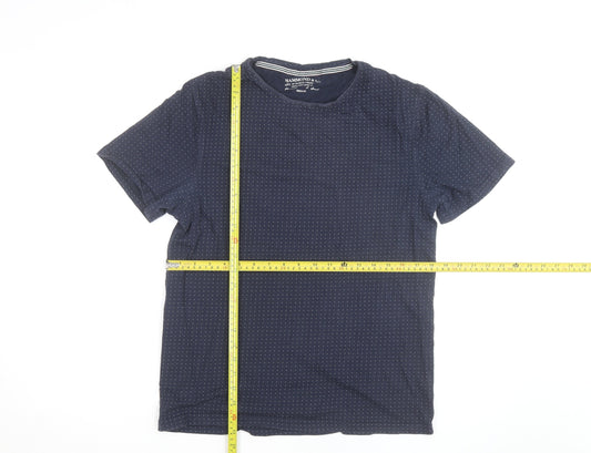 Hammond & Co. Men’s Navy Polka Dot Crew Neck Cotton T-Shirt Medium