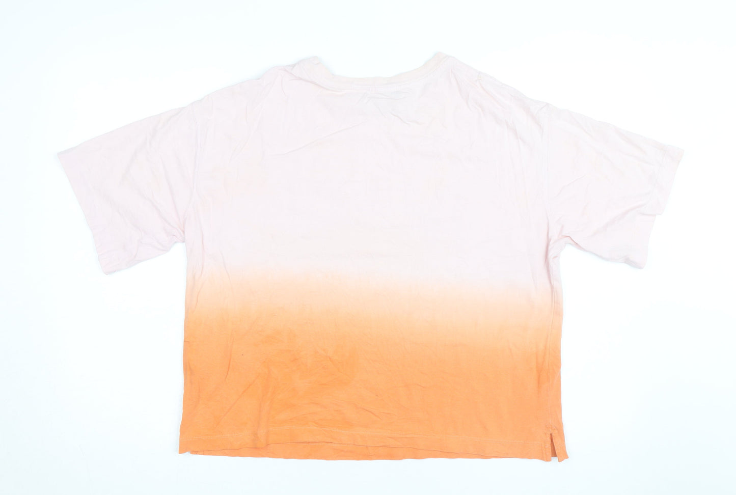 Marks and Spencer Womens Pink Orange Ombre Hawaii Cotton T-Shirt Size 14