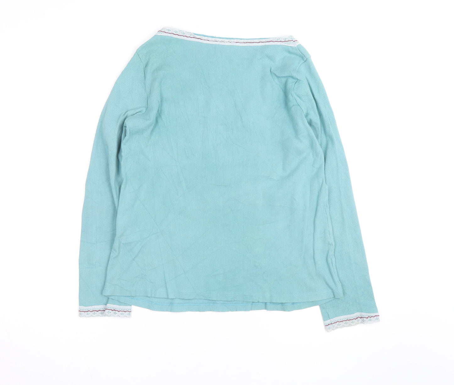 Marks and Spencer Womens Blue Cotton V-Neck Long Sleeve Blouse UK 22