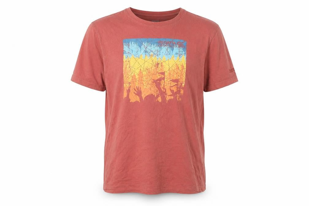 Regatta Mens Brown Graphic Outdoor Crew Neck Cotton T-Shirt Size L