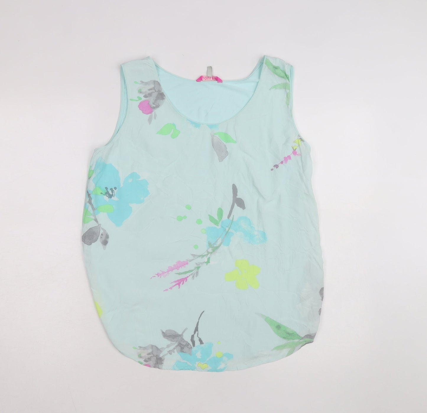 Joules Women Blue Floral Sleeveless Tank Top Size 14 Viscose