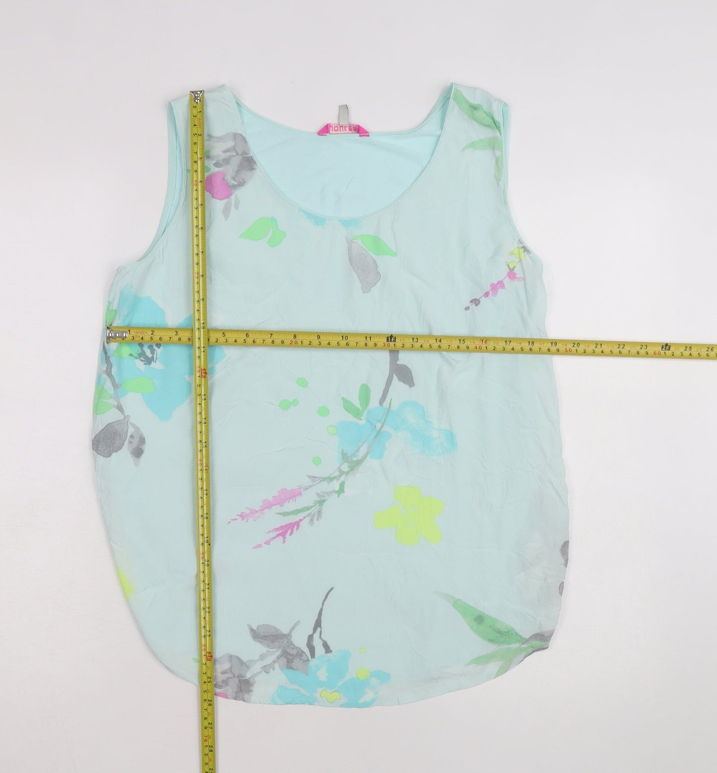 Joules Women Blue Floral Sleeveless Tank Top Size 14 Viscose