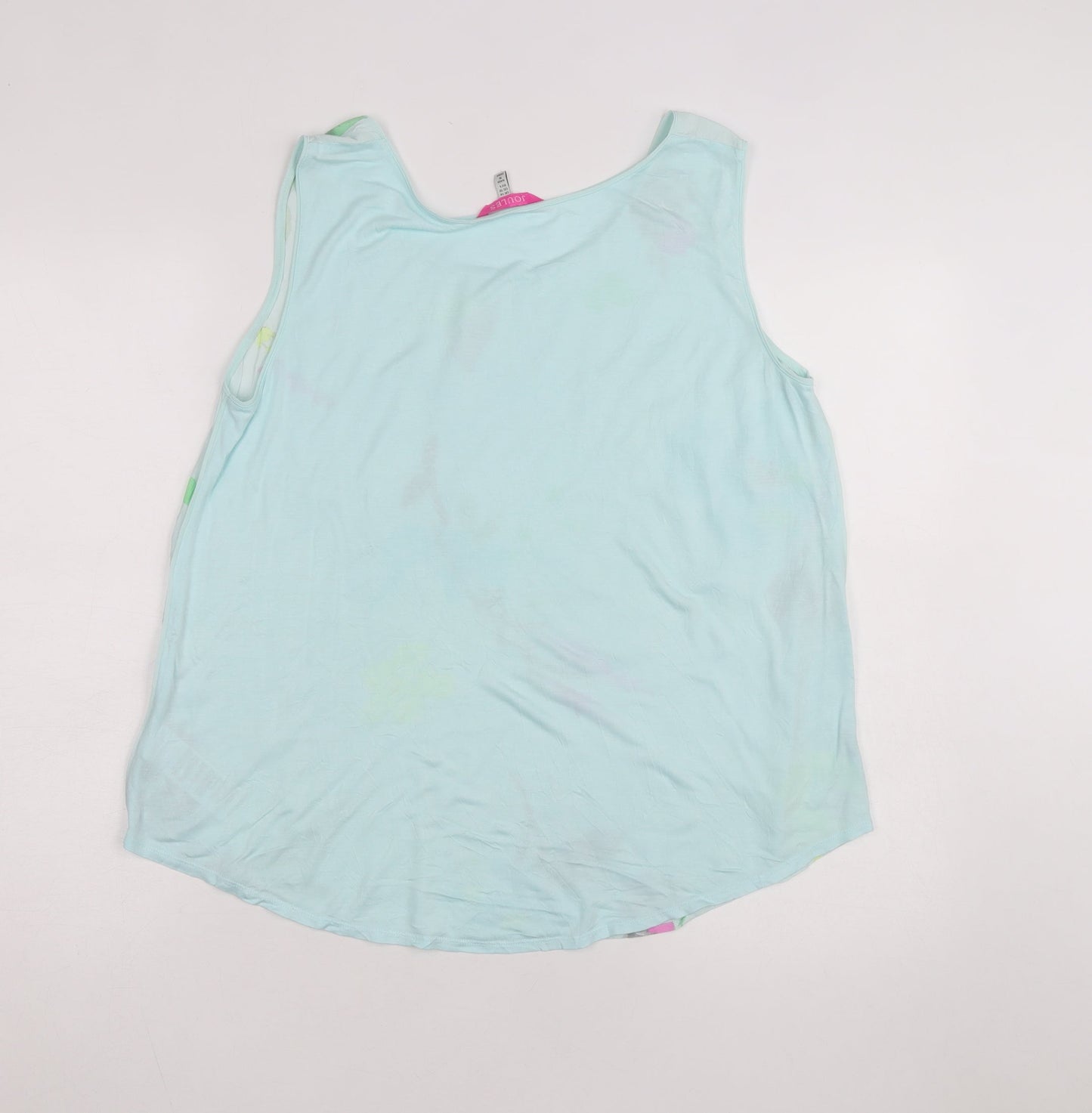 Joules Women Blue Floral Sleeveless Tank Top Size 14 Viscose