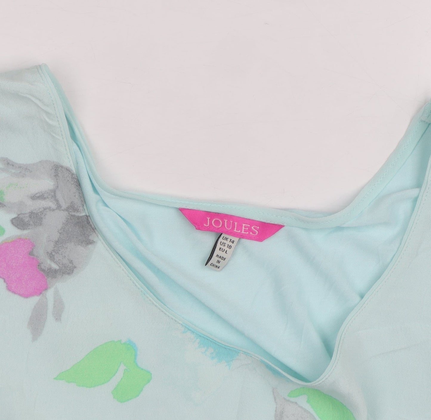 Joules Women Blue Floral Sleeveless Tank Top Size 14 Viscose