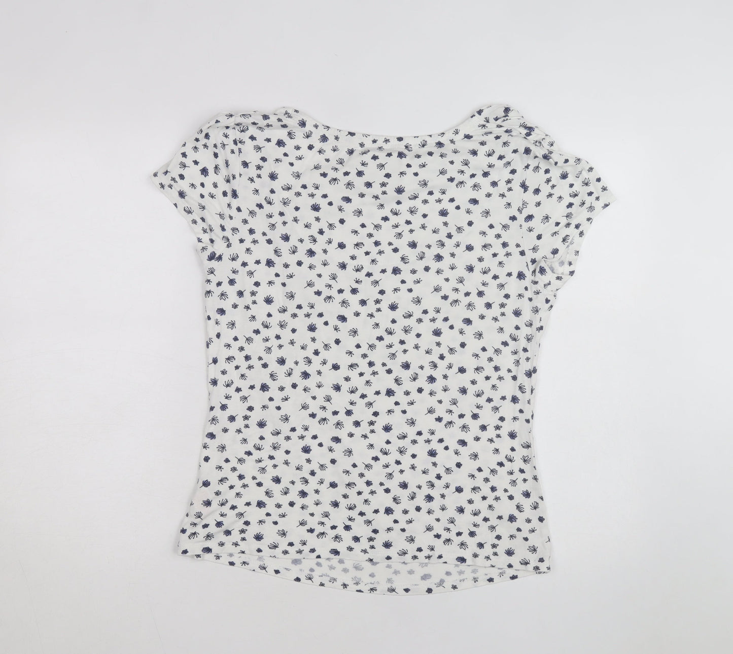 John Rocha Womens White Floral Cowl Neck Jersey Top Size 16