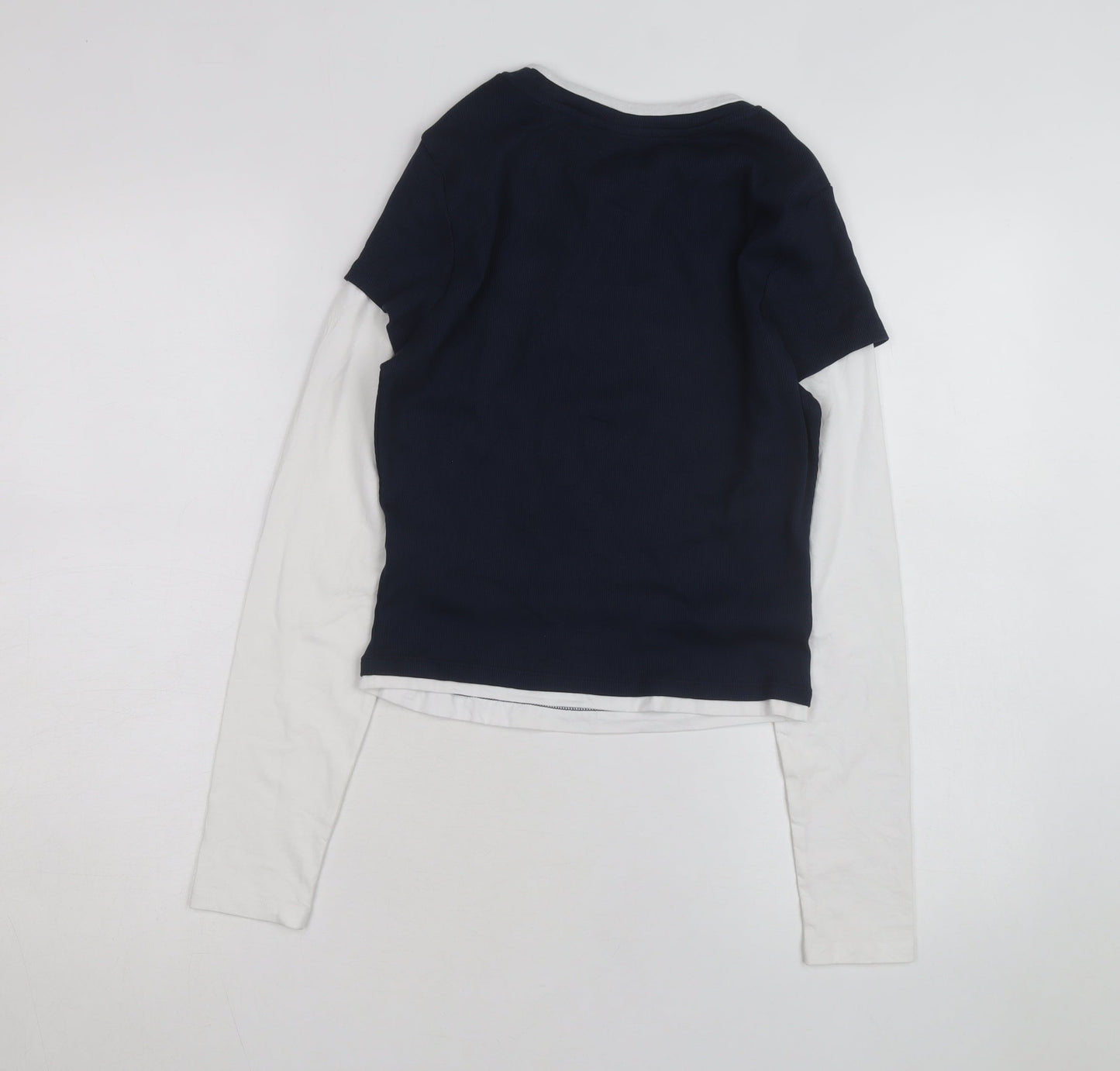 ASOS DESIGN Women’s Blue White Ringer Long Sleeve T-Shirt M