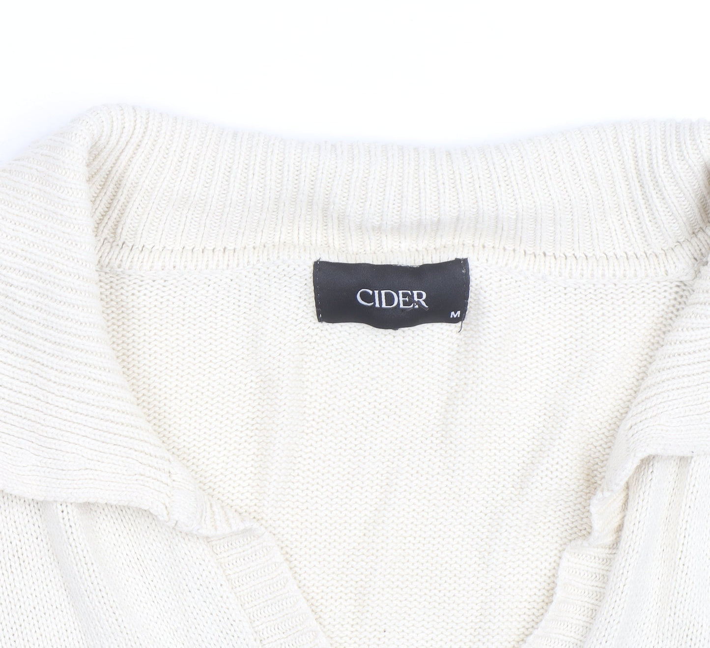 Cider Women's Beige Black Striped V-Neck Knit Jumper M