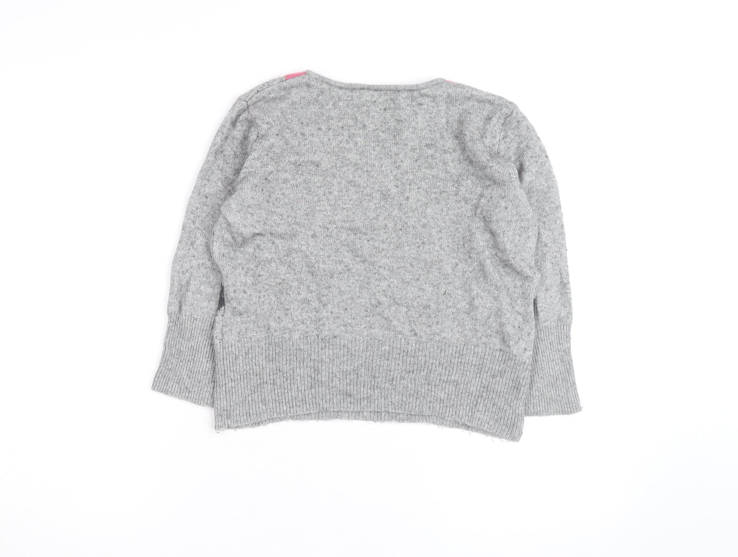 CC Petite Women's Grey Argyle V-Neck Knit Jumper M