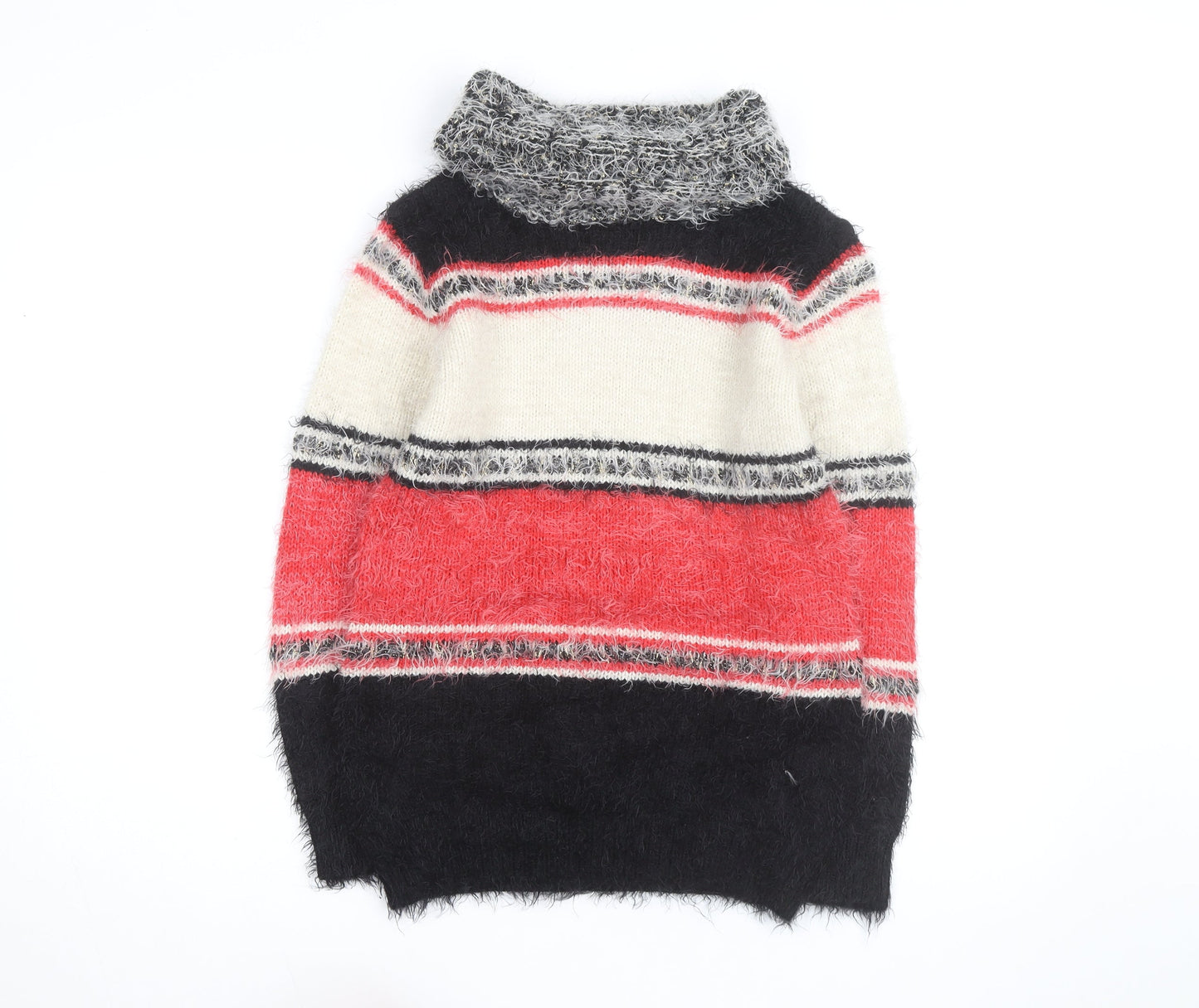 Katsumi Unisex Multicoloured Roll Neck Striped Chunky Knit Jumper M