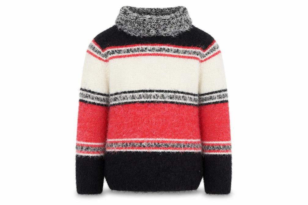 Katsumi Mens Multicoloured Roll Neck Striped Chunky Knit Jumper M