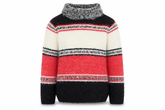 Katsumi Unisex Multicoloured Roll Neck Striped Chunky Knit Jumper M