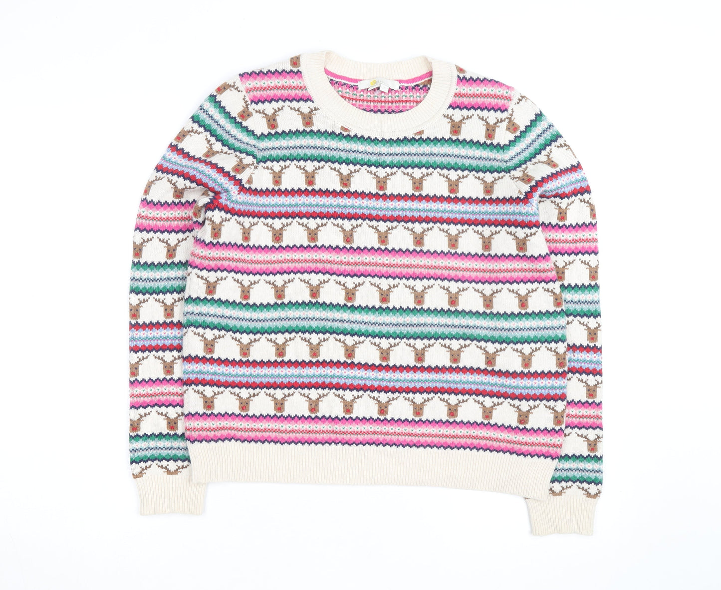 Boden Men’s Multicoloured Reindeer Fair Isle Wool Jumper M