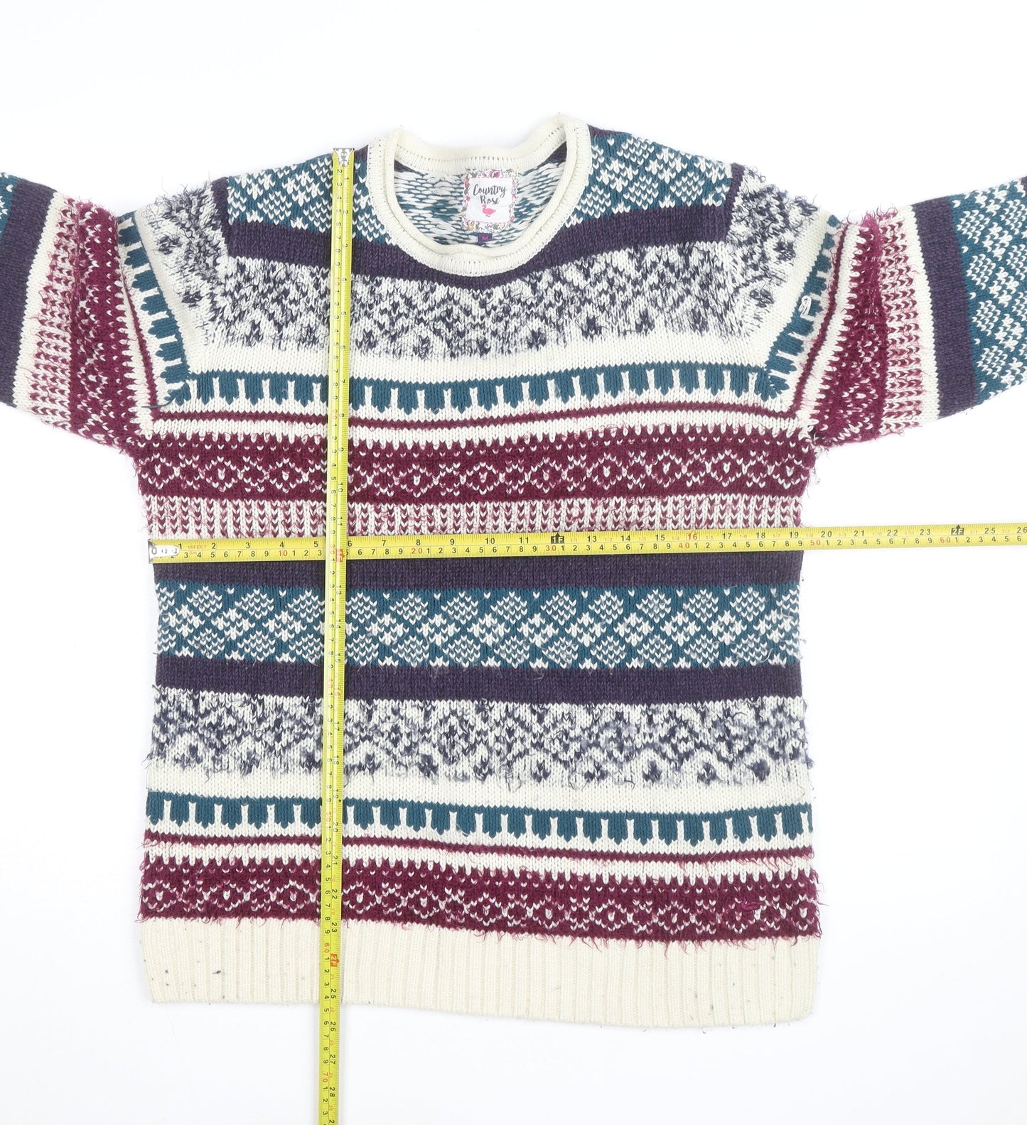 Country Rose Men's Multicoloured Fair Isle Knit Jumper Size M