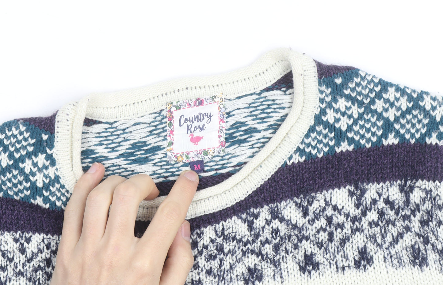 Country Rose Men's Multicoloured Fair Isle Knit Jumper Size M