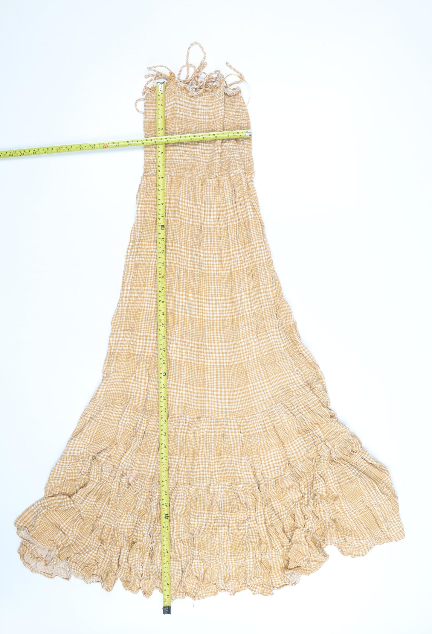 New Look Women’s Beige Check Maxi Dress Size 14 Boho Summer Style