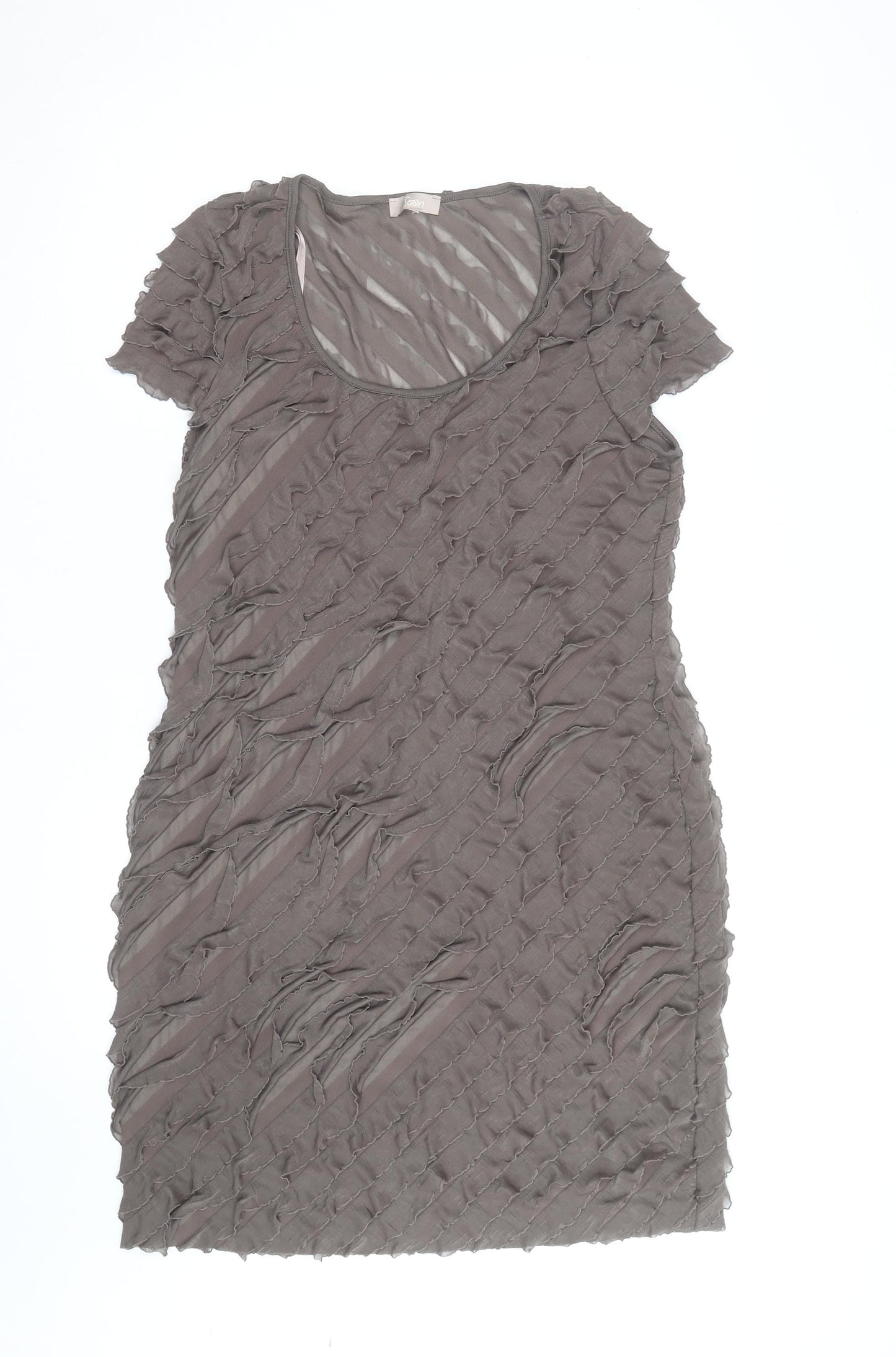 Soon Women’s Brown Ruffle Textured Short Sleeve Bodycon Dress Size 16