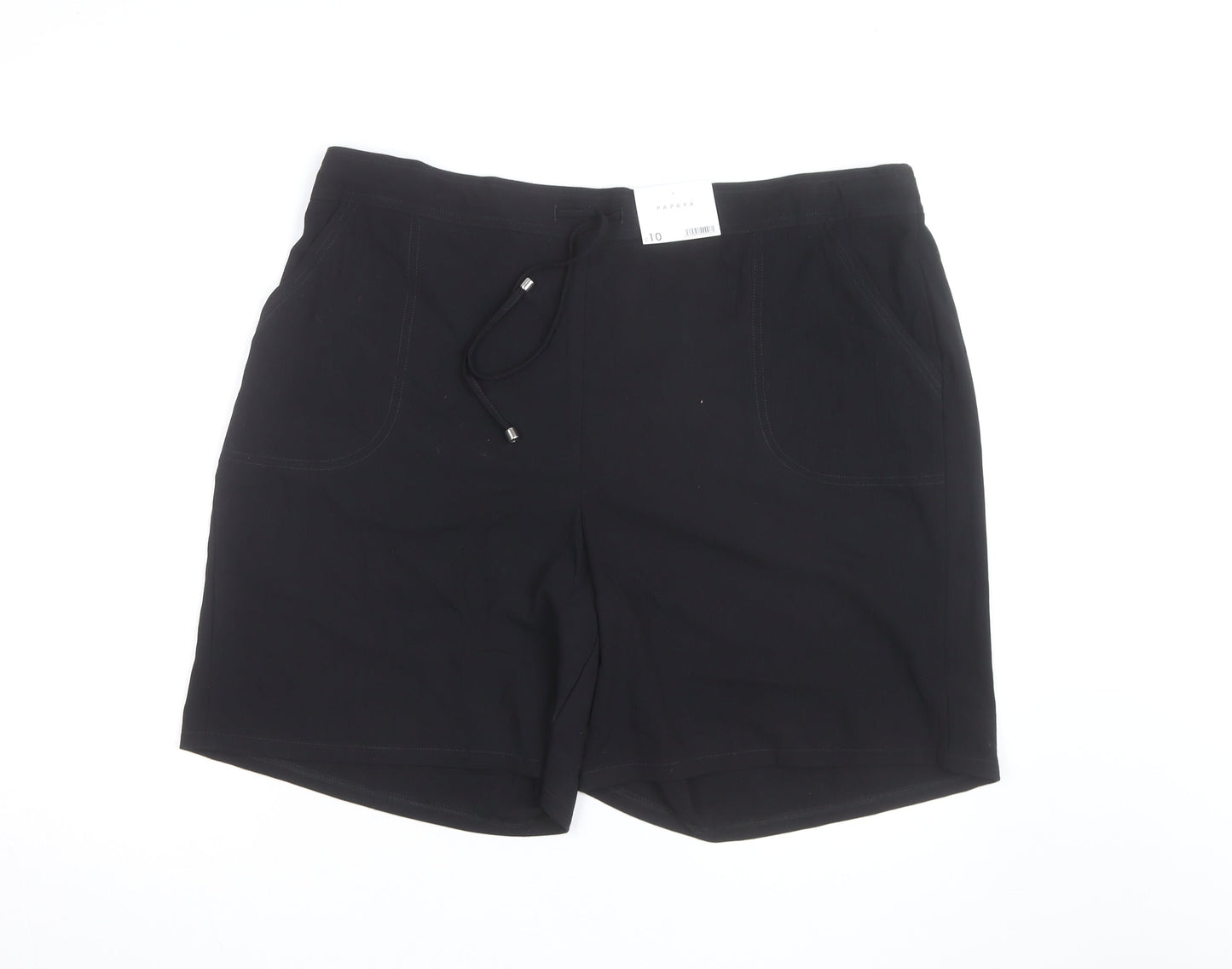 Papaya Women’s Black Chino Shorts Size 20 Drawstring Stretch Casual