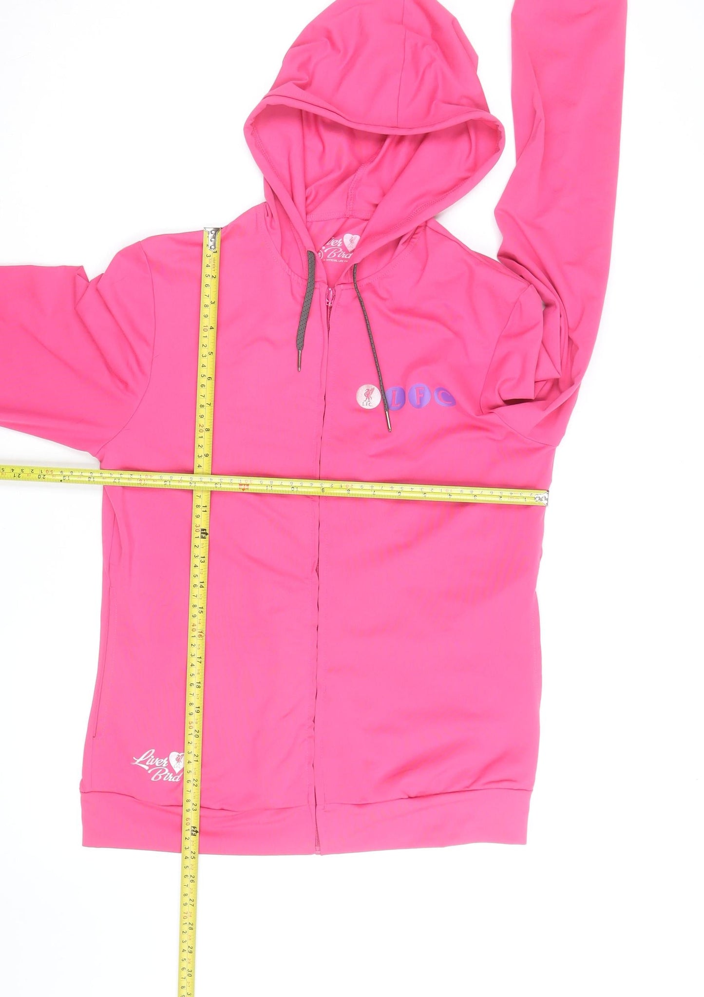 Liver Bird Womens Pink Full Zip Hoodie Size 14 LFC Logo Hooded Sweatshirt