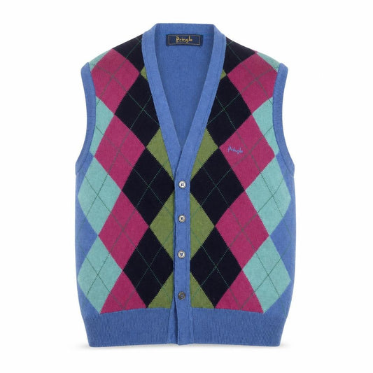 Pringle of Scotland Men's Multicoloured Wool Argyle Sleeveless Vest M